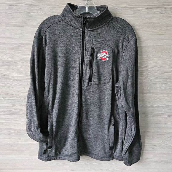 OSU Ohio State Buckeyes Full Zip Charcoal Gray Light Jacket Zip Pockets Size M - Picture 15 of 16